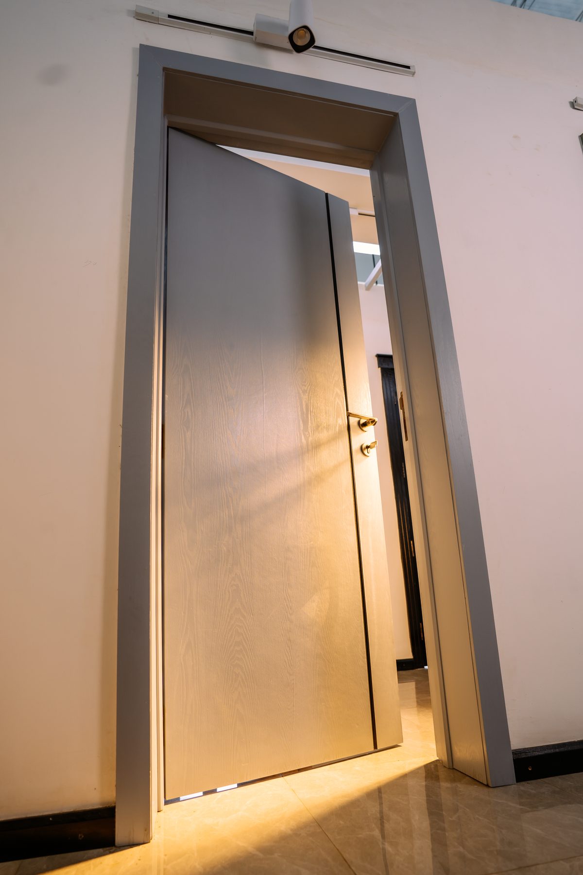 Interior door viewed open